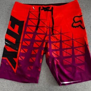 Fox Men’s Red and Purple Swim Boardshorts